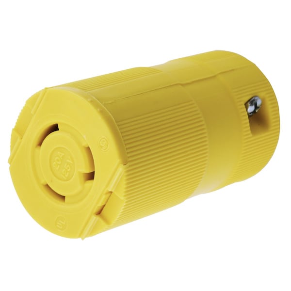 Locking Connector, L5-20R, 20 A, 125V AC, Single Phase, 2 Pole, Screw Terminals, Yellow